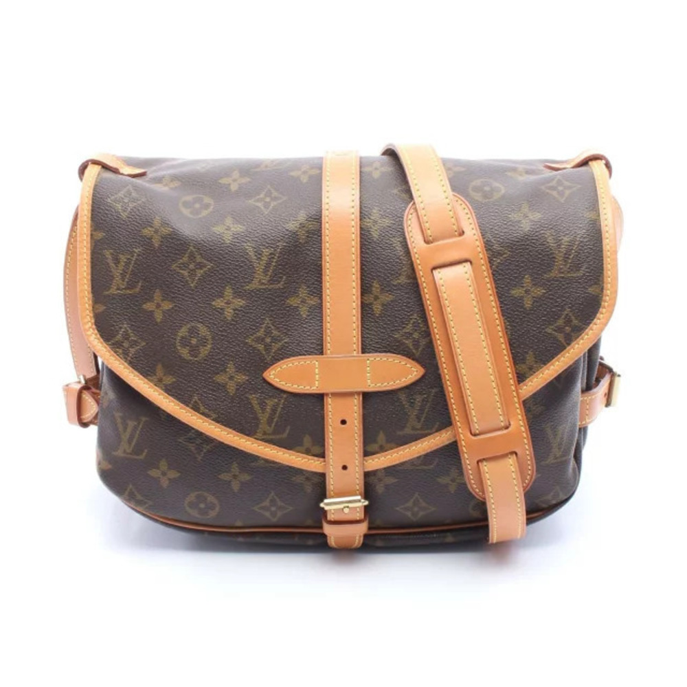 Louis Vuitton Saumur Shoulder Bag Canvas Leather Monogram Brown